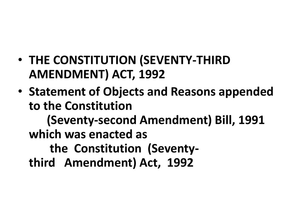 THE CONSTITUTION (SEVENTY-THIRD AMENDMENT) ACT, 1992