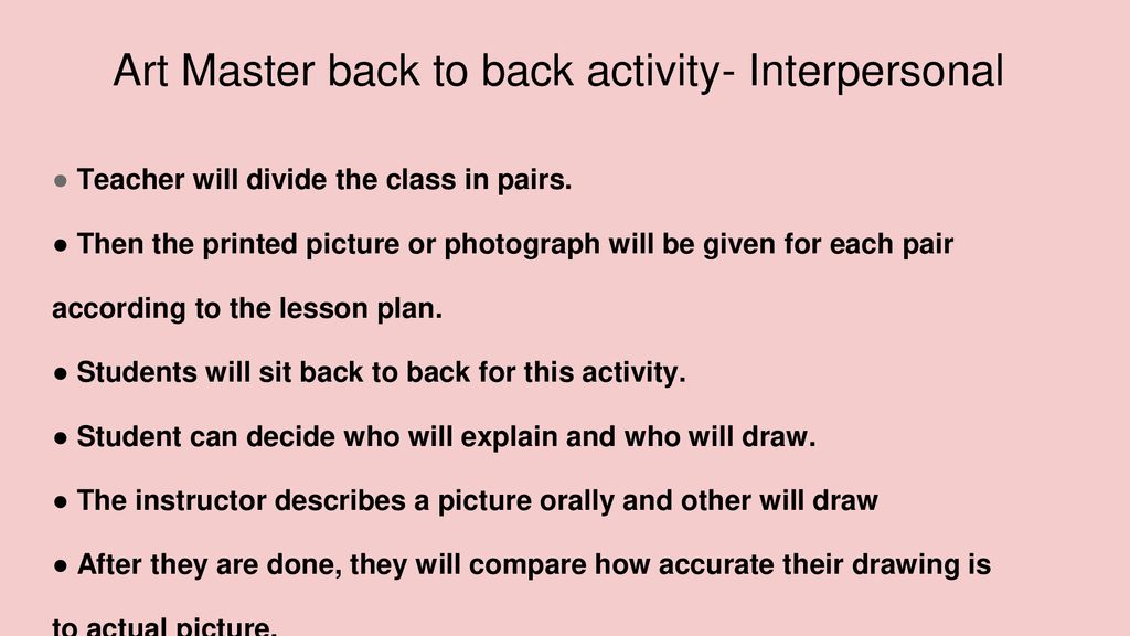 Art Master back to back activity- Interpersonal