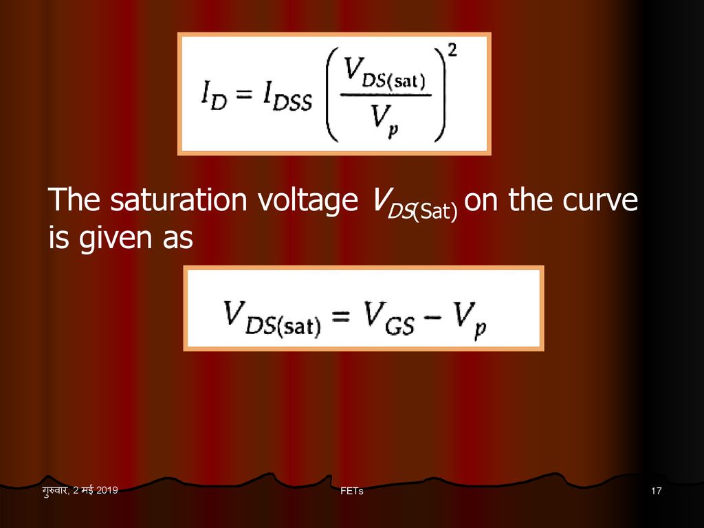 The saturation voltage VDS(Sat) on the curve is given as