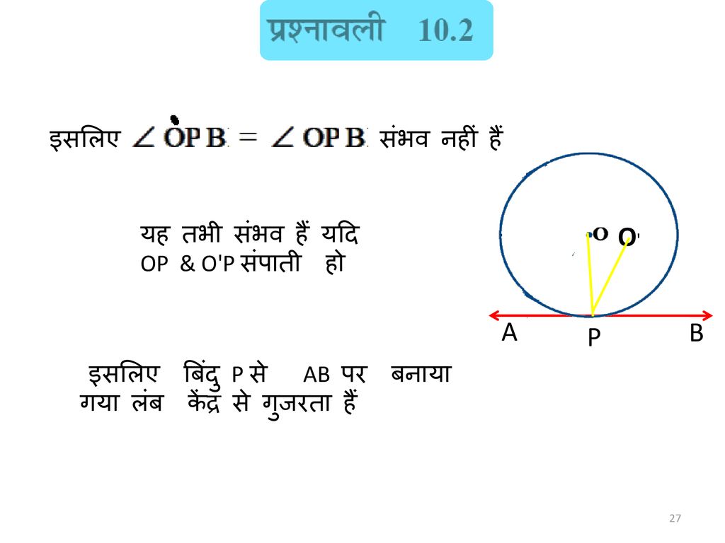 O A B P संभव नहीं हैं इसलिए यह तभी संभव हैं यदि OP & O P संपाती हो