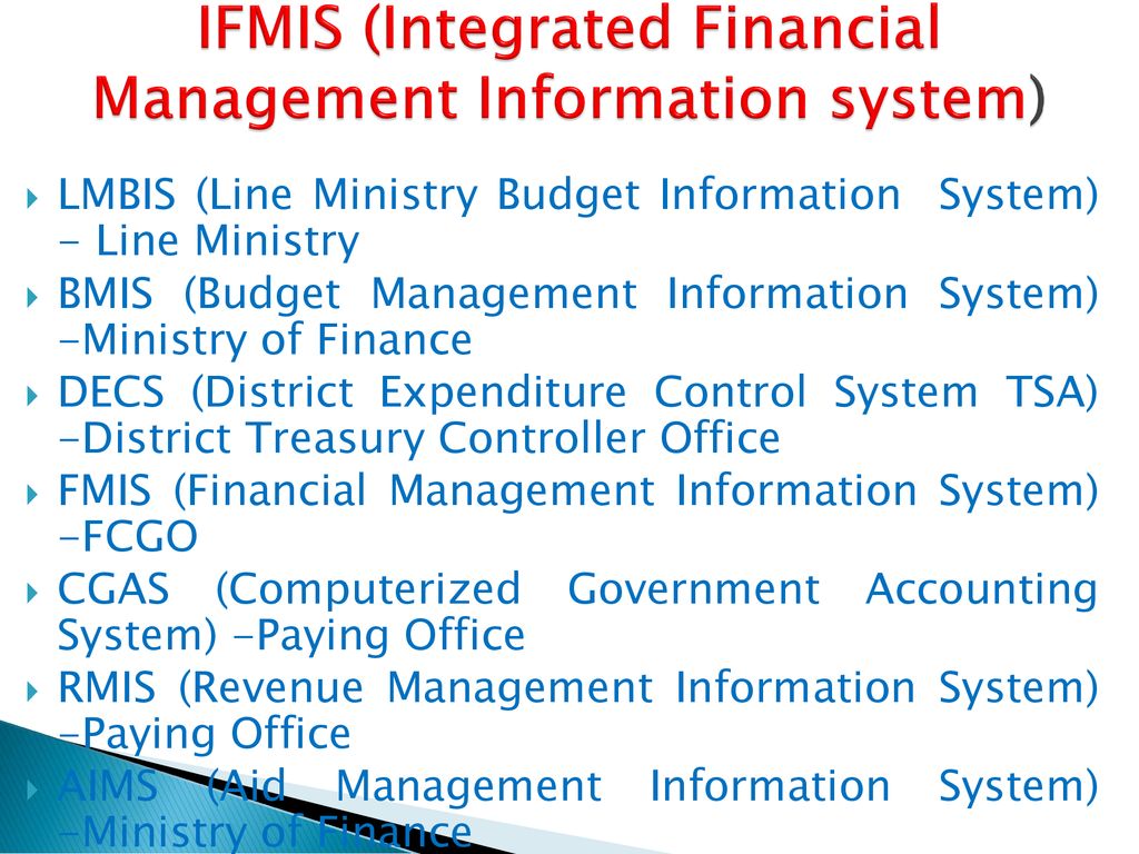 IFMIS (Integrated Financial Management Information system)