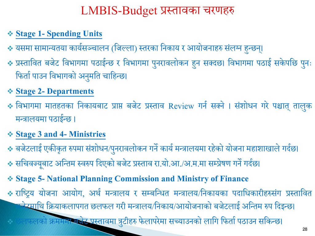 LMBIS-Budget प्रस्तावका चरणहरु